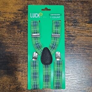 NWT Green Plaid Suspenders